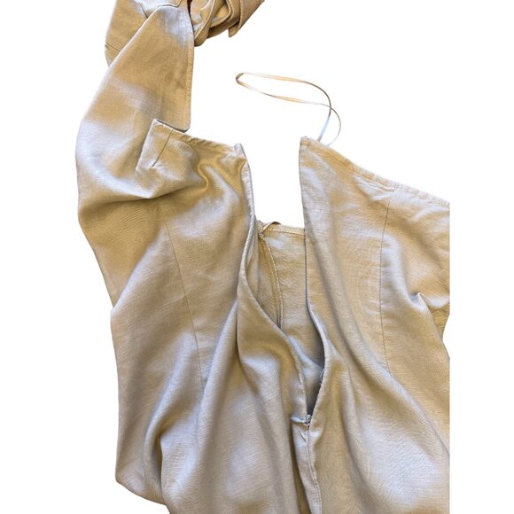 Lioness Womens Halter Dress Small Tan Linen Blend Sheath Maxi - Picture 10 of 16